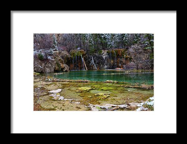 Nature Framed Print featuring the mixed media Hanging Lake 3 by Angelina Tamez
