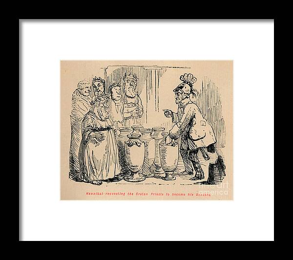 Engraving Framed Print featuring the drawing Hannibal Requesting The Cretan Priests by Print Collector