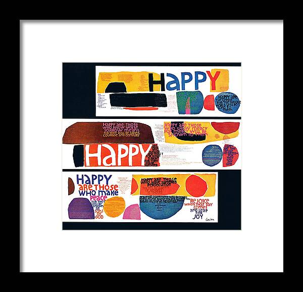Art Framed Print featuring the drawing Happy Collage by Sister Corita Kent