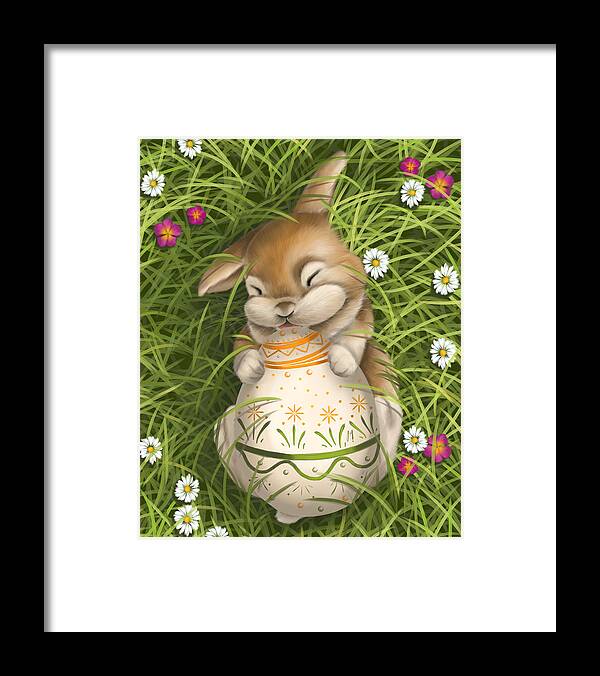 Bunny Framed Print featuring the painting Happy Easter 2019 by Veronica Minozzi