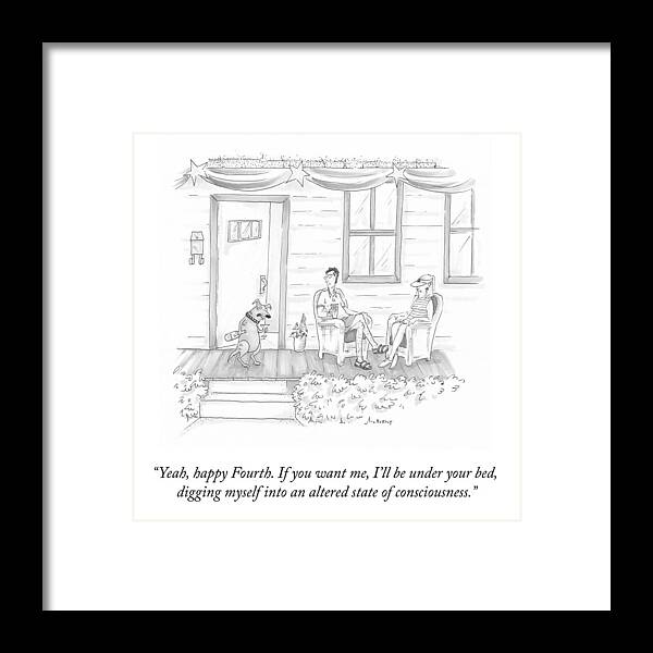 Yeah Framed Print featuring the drawing Happy Fourth by Teresa Burns Parkhurst