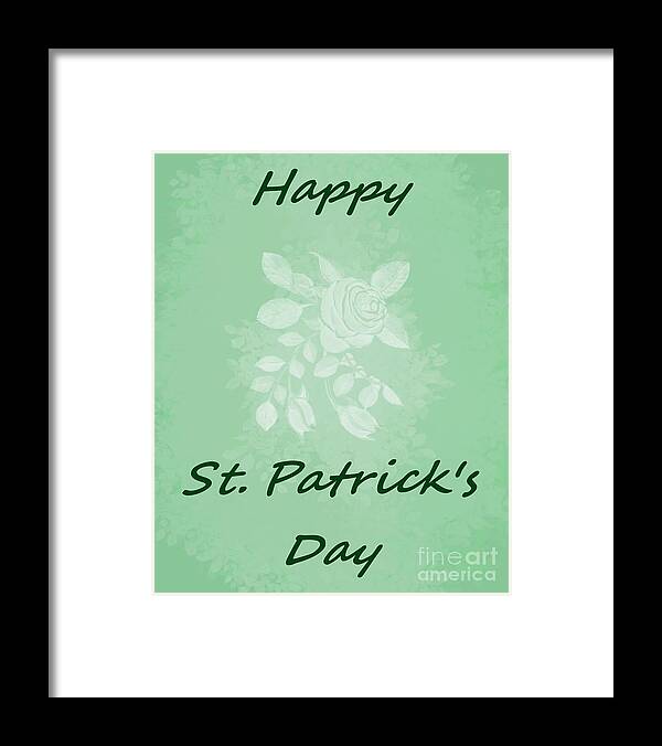 St. Patrick's Day Framed Print featuring the digital art Happy St. Patrick's Day Holiday Card by Delynn Addams