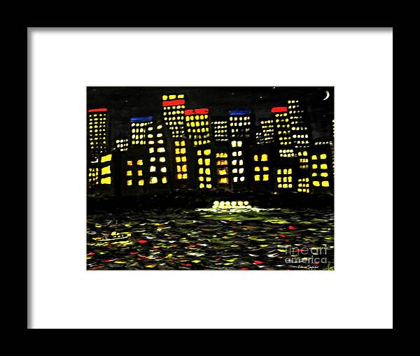 Sydney Harbour Framed Print featuring the painting Harbour Lights by Leanne Seymour