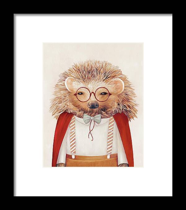 Hedgehog Framed Print featuring the painting Harry Hedgehog by Animal Crew
