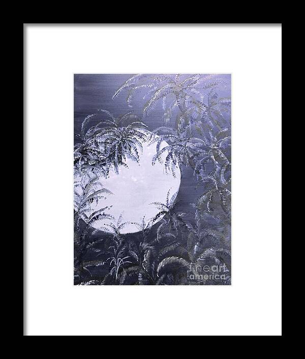 Hawaiian Blue Moon Framed Print featuring the painting Hawaiian Darken Blue Moon by Michael Silbaugh
