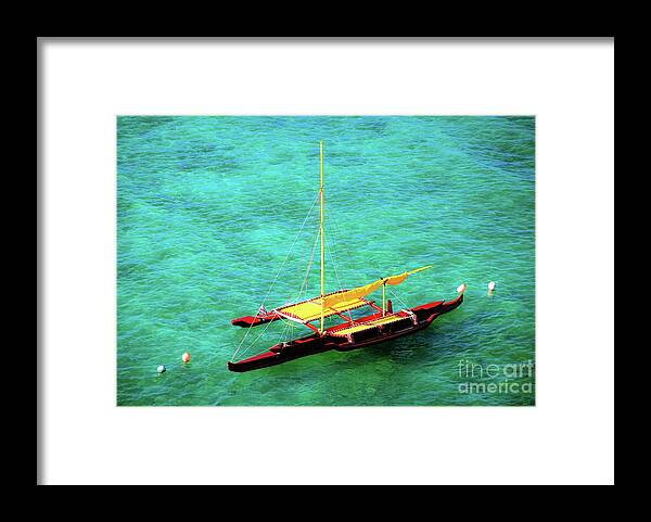 Hawaiian Framed Print featuring the photograph Hawaiian Dual Outrigger Sailing Canoe by D Davila