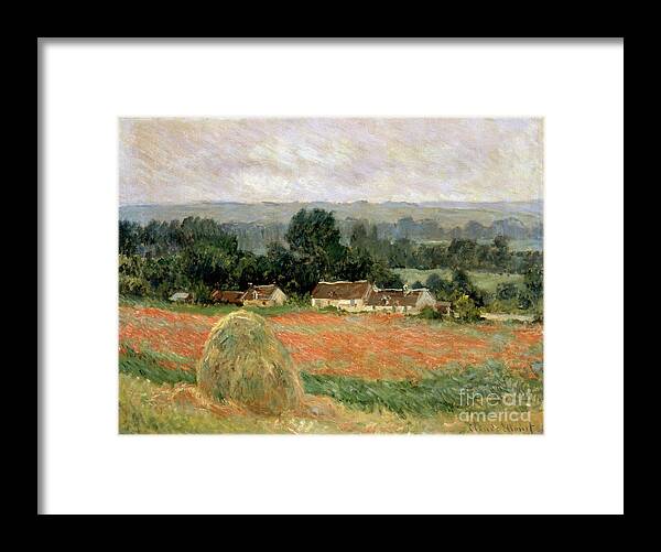 Oil Painting Framed Print featuring the drawing Haystack At Giverny, 1886. Artist by Heritage Images