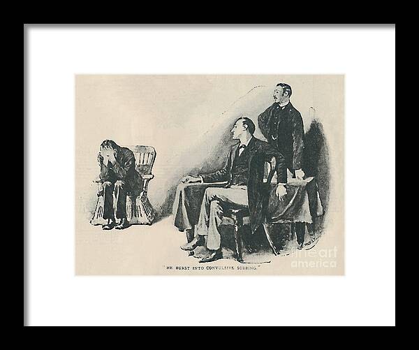 Criminal Framed Print featuring the drawing He Burst Into Convulsive Sobbing by Print Collector