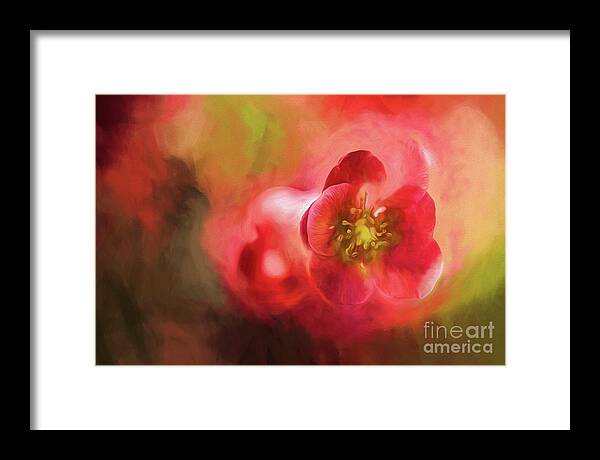 Flowering Quince Framed Print featuring the photograph Heart Centered Love by Mary Lou Chmura
