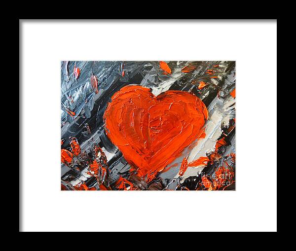 Heart Framed Print featuring the painting Heart From Flames by Bill King