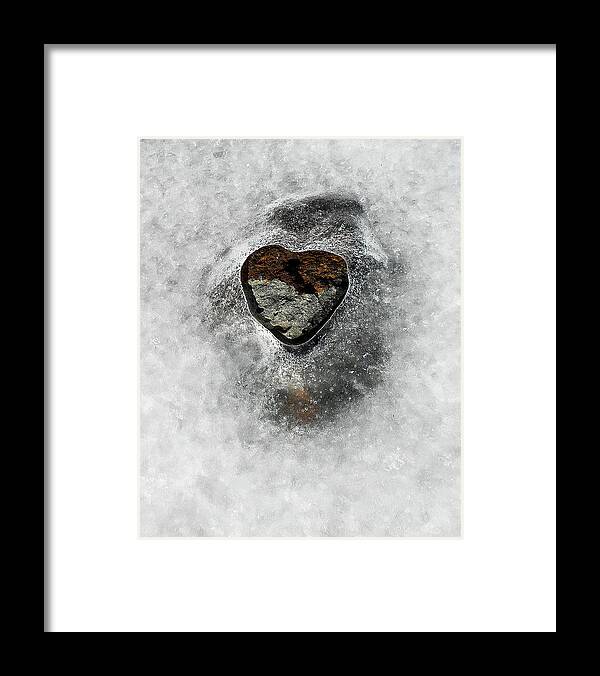 Frozen Heart Ice Framed Print featuring the photograph Heart on Ice by Neil Pankler