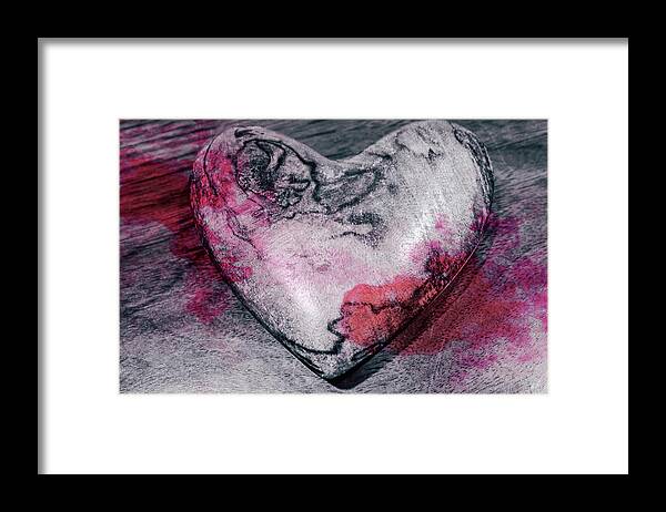 Decoration Framed Print featuring the photograph Heart-shape wooden decoration by Anamar Pictures