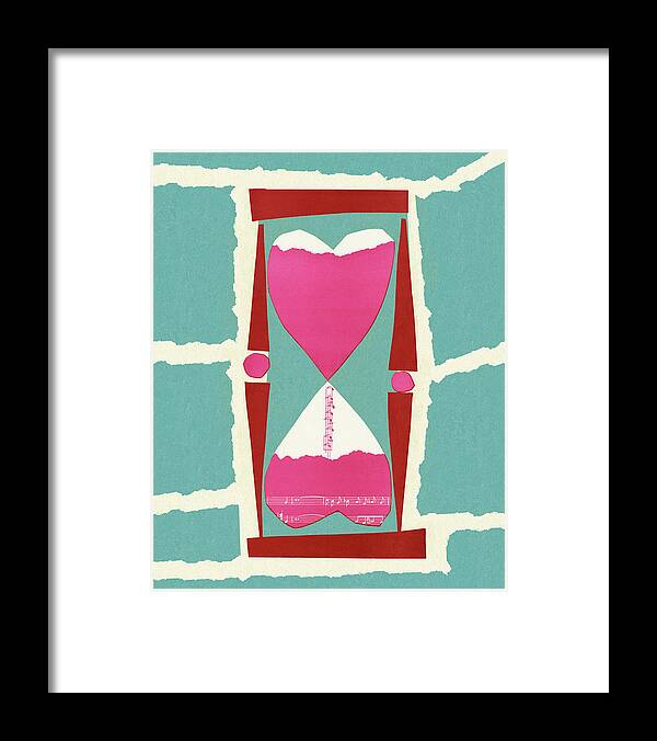 Blue Background Framed Print featuring the drawing Heart Shaped Hour Glass by CSA Images