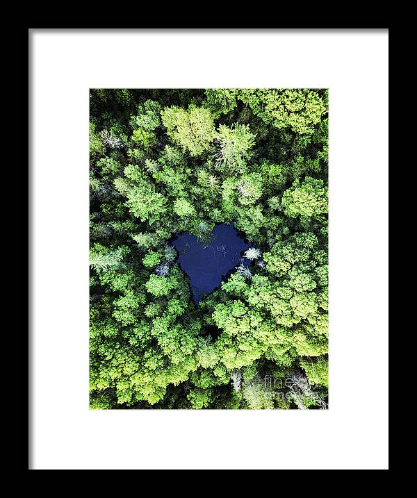 Unmanned Aerial Vehicle Framed Print featuring the photograph Heart Shaped Pond by Shaunl