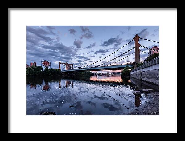 Night Photography Framed Print featuring the photograph Hennepin Avenue Bridge Signed by Karen Kelm