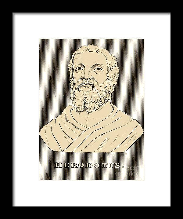 Herodotus Framed Print featuring the drawing Herodotus by Print Collector