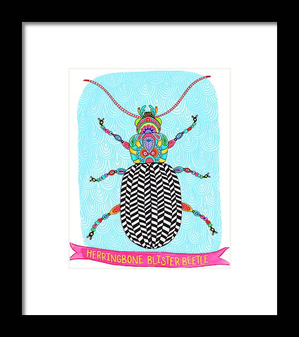 Herringbone Blister Beetle Mounted Framed Print featuring the digital art Herringbone Blister Beetle Mounted by Hello Angel