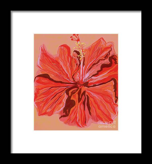 Hibiscus Framed Print featuring the digital art Hibiscus Color Lines by Annette M Stevenson