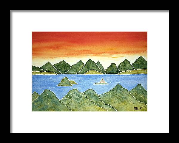 Watercolor Framed Print featuring the painting Hidden Islands Lore by John Klobucher