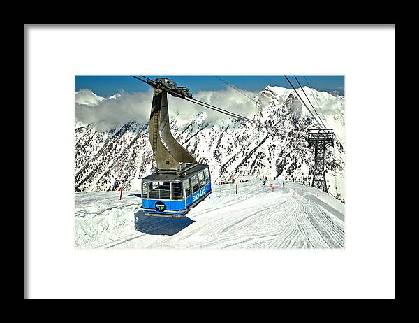 Snowbird Framed Print featuring the photograph HIdden Peak Blue Snowbird Tram by Adam Jewell