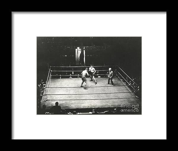Ring Framed Print featuring the photograph High Angle View Of Boxing Match by Everett Collection