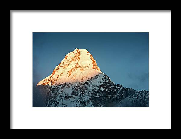 Scenics Framed Print featuring the photograph Himalayas Panorama - Mount Ama Dablam by Hadynyah