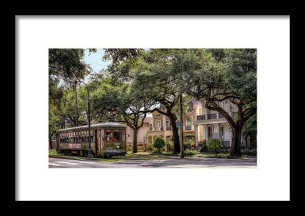 Garden District Framed Print featuring the photograph Historic St. Charles Streetcar by Susan Rissi Tregoning