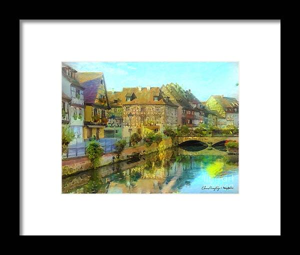 Vintage Framed Print featuring the painting Historic Village on the Rhine by Chris Armytage