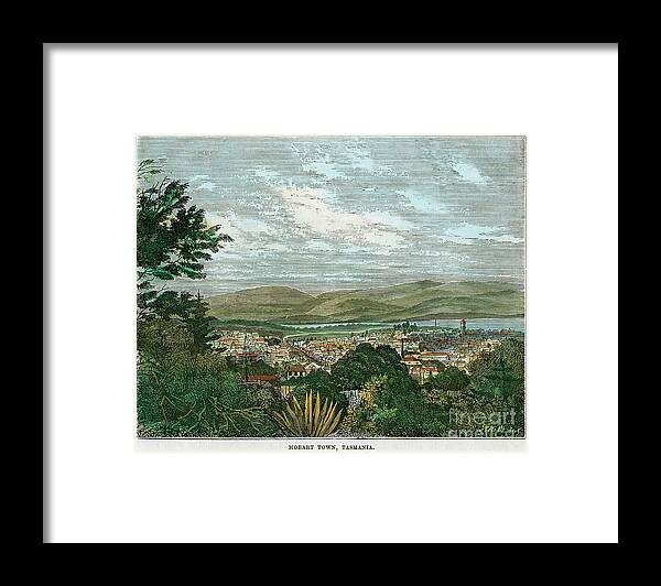 Engraving Framed Print featuring the drawing Hobart Town, Tasmania, Australia, C1880 by Print Collector