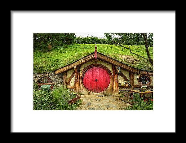 Hobbit House Framed Print featuring the photograph Hobbit House - Red Door by Racheal Christian