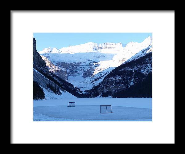 Scenics Framed Print featuring the photograph Hockey Net On Frozen Lake by Ascent/pks Media Inc.