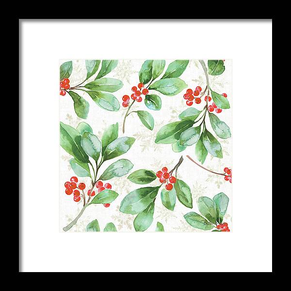 Branch Framed Print featuring the painting Holiday Flora Pattern Va by Beth Grove
