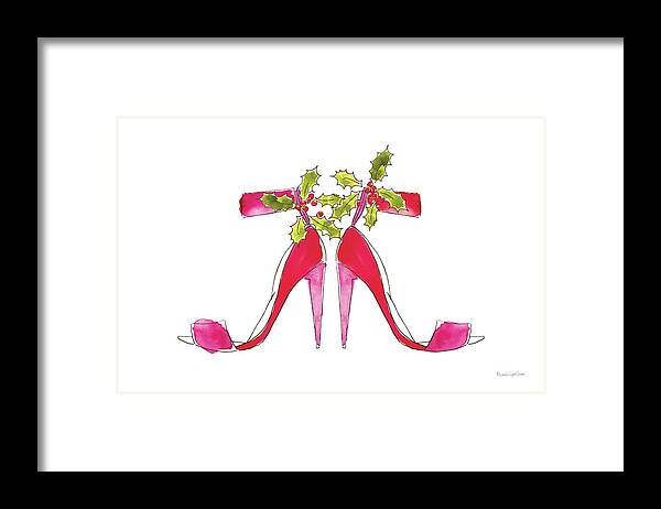 Beauty Framed Print featuring the painting Holiday Stiletto Pair by Mercedes Lopez Charro