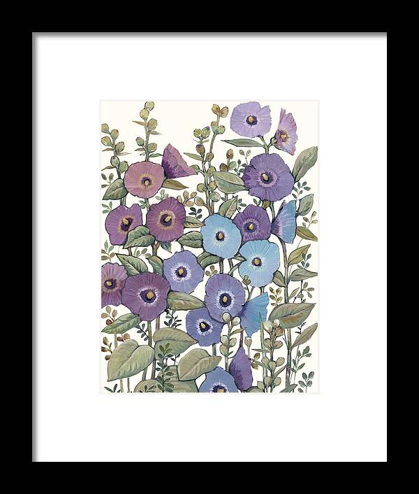 Botanical & Floral Framed Print featuring the painting Hollyhocks In Bloom II by Tim Otoole