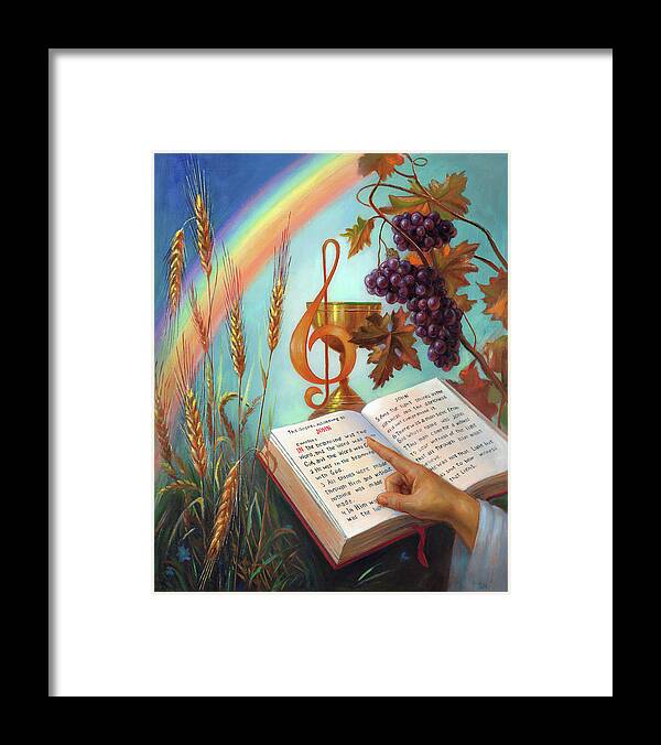 Holy Framed Print featuring the painting Holy Bible - The Gospel According to John by Svitozar Nenyuk