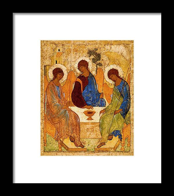 Holy Trinity Framed Print featuring the painting Holy Trinity by Andrei Rublev