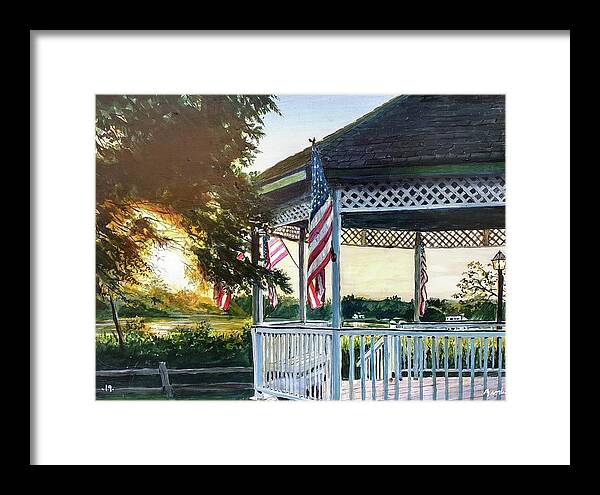 Lake Framed Print featuring the painting Hometown by William Brody