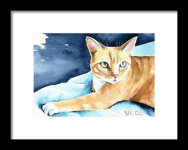 Cat Framed Print featuring the painting Honey Ginger Tabby Cat Painting by Dora Hathazi Mendes
