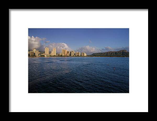 Tranquility Framed Print featuring the photograph Honolulu Skyline And Diamond Head by Royce Bair