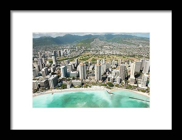 Honolulu Framed Print featuring the photograph Honolulu Skyline And Famous Waikiki by 400tmax