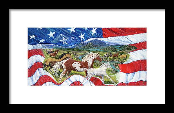 Donna Yates Artist Framed Print featuring the painting Hoofbeats of Freedom by Donna Yates