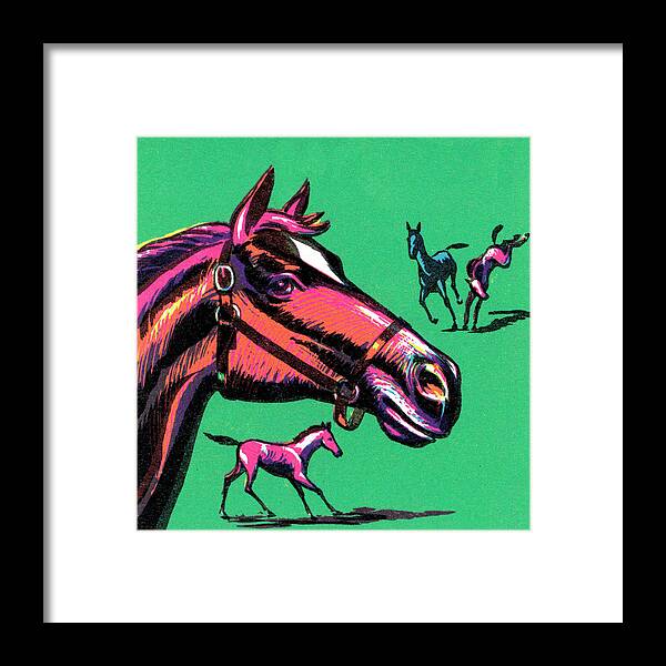 Animal Framed Print featuring the drawing Horses by CSA Images