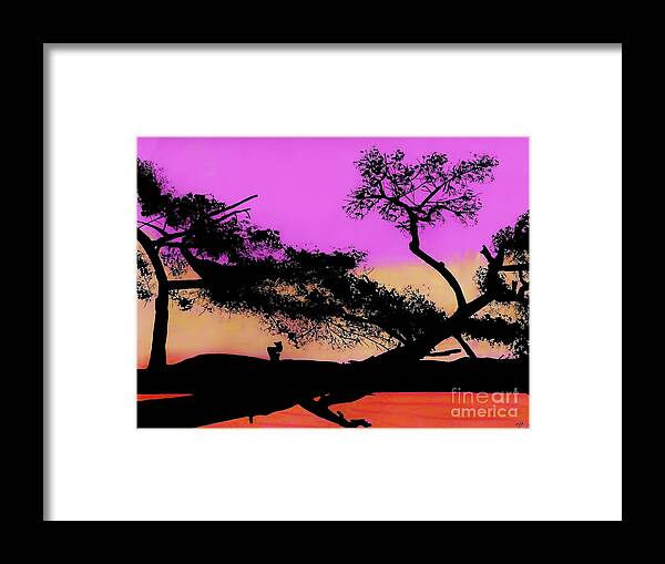 Sunset Framed Print featuring the drawing Hot Pink Sunset by D Hackett