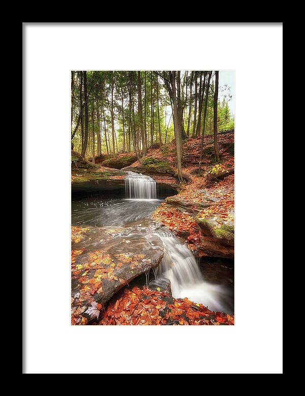 Waterfall Framed Print featuring the photograph Houghton Falls Nature Preserve by Susan Rissi Tregoning