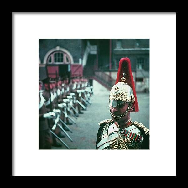 Traditional Helmet Framed Print featuring the photograph Household Cavalry by John Chillingworth