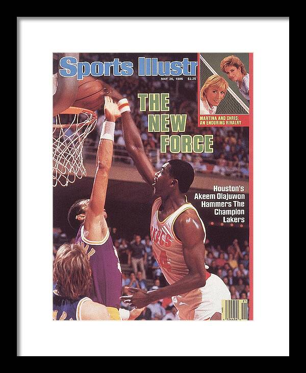 Magazine Cover Framed Print featuring the photograph Houston Rockets Akeem Olajuwon, 1986 Nba Western Conference Sports Illustrated Cover by Sports Illustrated