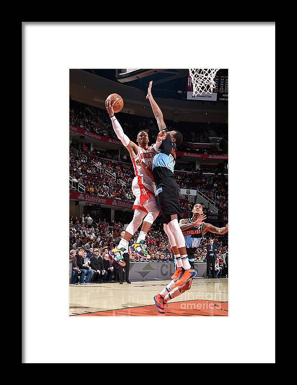 Russell Westbrook Framed Print featuring the photograph Houston Rockets V Cleveland Cavaliers by David Liam Kyle