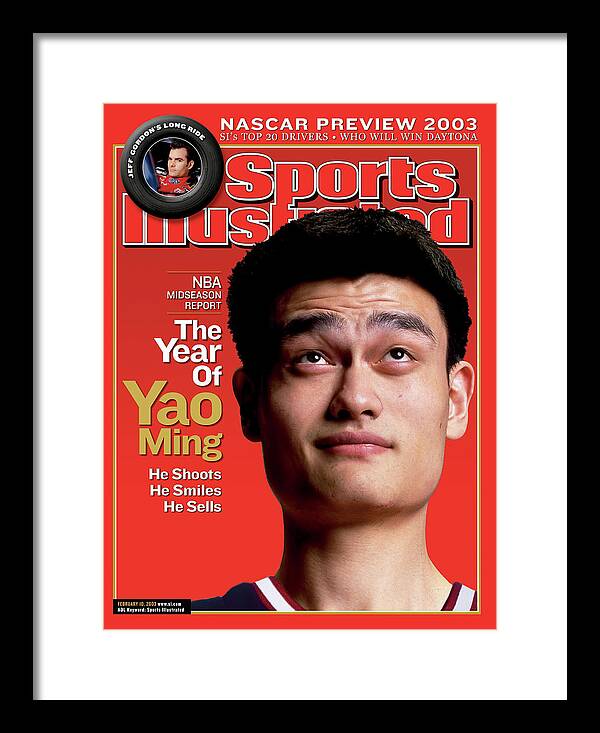 Magazine Cover Framed Print featuring the photograph Houston Rockets Yao Ming, 2003 Nba Midseason Report Sports Illustrated Cover by Sports Illustrated