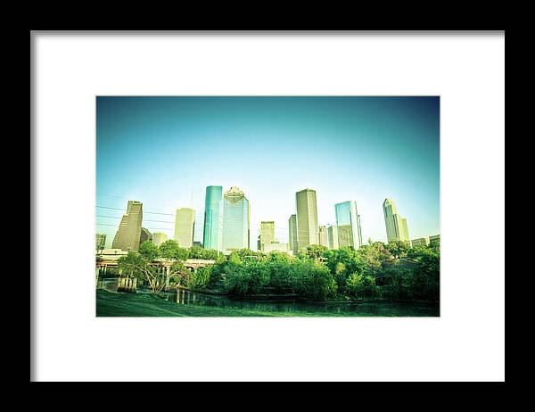 Scenics Framed Print featuring the photograph Houston Skyline Downtown Skyscraper by Moreiso