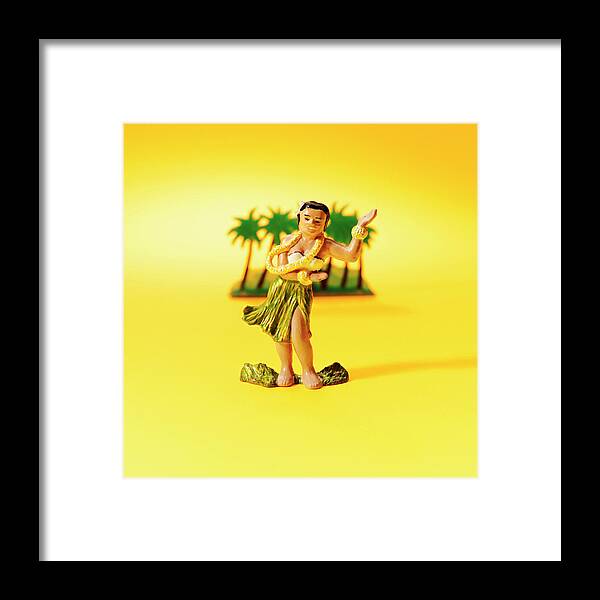Activity Framed Print featuring the drawing Hula Dancer in Front of Palm Trees by CSA Images
